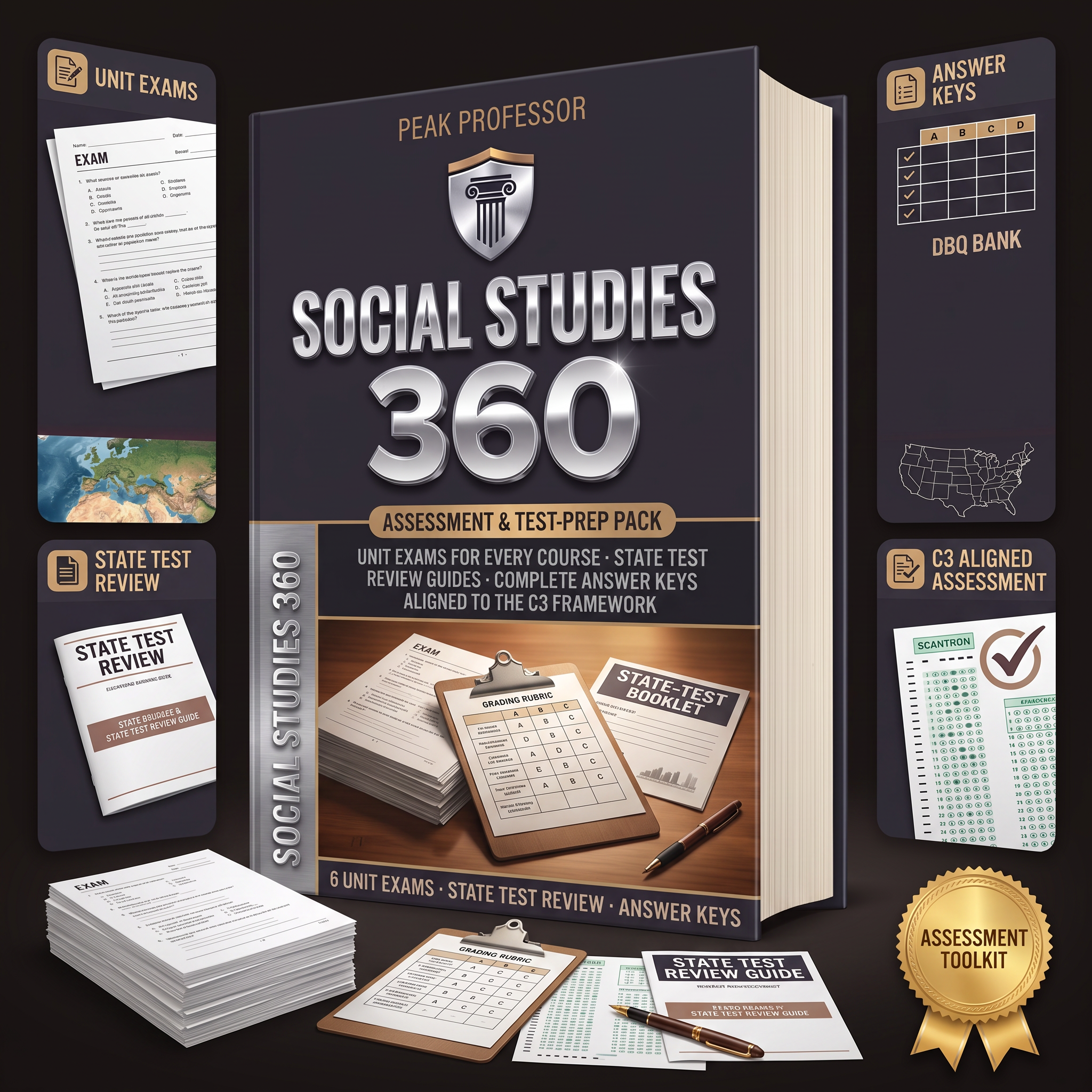 Social Studies 360 — Assessment & Test-Prep Pack product mockup